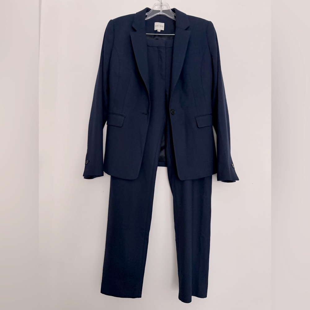 Reiss Women's Navy Suit Set - Seville Blazer & Pant